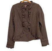 Decree Brown Boho Chic Ruffle Jacket Sz L