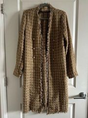 - Elie Tahari Sparkle Desert Plaid Tweed Cardigan, Size Large