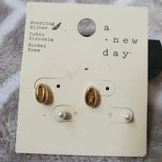 A new day 2 pairs Earrings set sterling silver