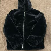 Blank NYC Black Faux Fur Hooded Jacket