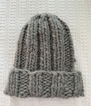 Chunky Knit Beanie Hat in Gray