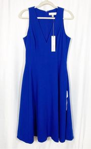 Dress The Population Catalina Sleeveless A-Line V-Neck Midi Dress: Cobalt Blue