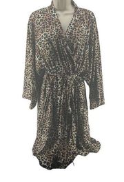 Nine West Leopard Sleep Dress And Robe Set Womens Xlarge Lingerie