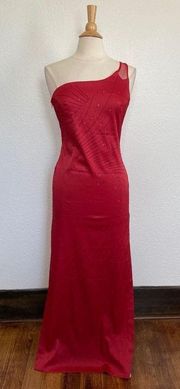 Vintage 90’s Backless Sexy Red Satin Prom Dress