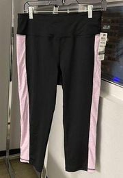 NWT Ideology Black Noir & Lavendar Stripe Capri Pants M