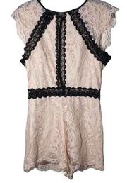 Mel Lace Open Back Romper Blush Pink Black Size 4