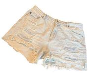 KanCan Rosie High Rise Waisted Ripped Patches Distressed Shorts Sz 13 35” Waist