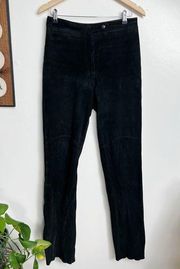 Vintage Black Suede Leather Pants