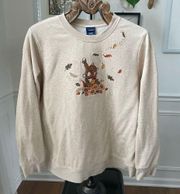 Vintage Basic Editions Cat Leaf Acorn Sunflower Appliqué Embroidered Sweatshirt