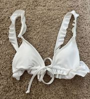 White Ruffle Bikini Triangle Top