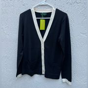 Ralph Lauren black and beige cardigan sweater Large