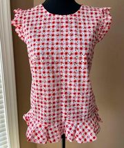 NWT  Red White Checked Gingham Top