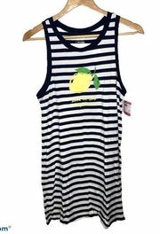 NWT Kate Spade Lemon Striped Sleeveless Swing Dress Navy Blue White S Small New