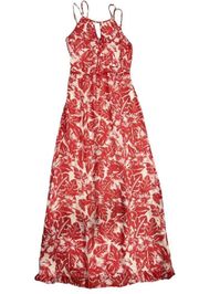 Maxi Dress XS X-Small Halter Floral Hawaiian Red/Orange New $129