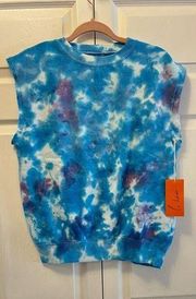 La Detresse Womens Size XS Blue Blueberry Mystic Sleeveless Pullover Tie Dye New