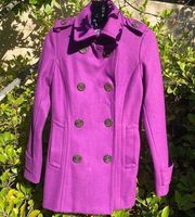 🧥Delia’s Purple Pea Coat Sz XS GUC! Mid Length. Lined.