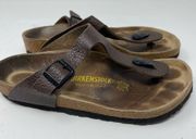 Birkenstock  brown pebble leather Gizeh flip flop sz 37