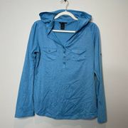 Marmot Blue Womens Lightweight Hoodie Henley Shirt Size Medium