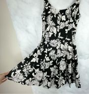 NWT  Floral Fit & Flare Sleeveless Mini Dress Black White Boho Y2K 6