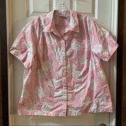 White Stag Pink/White Floral/Striped Button Up Shirt 18/20W