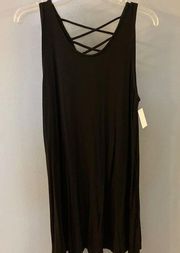 NWT Womens Strappy Black Tunic Dress - Large