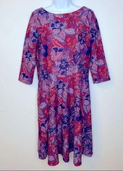 Leota Floral Purple Pink Red Jacquard Dress Size M