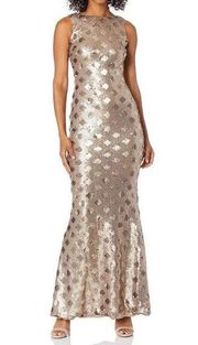 Dress The Population Women’s Yvette Sequin Gold Dress Gown‎ Mermaid Small