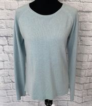 women M classic pullover longsleeve crewneck sweater light blue