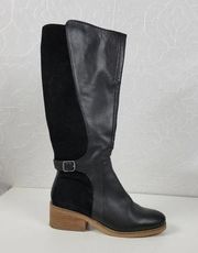 Lucky Brand  Timinii Womens Riding Boots Size 10 Black Leather Suede Knee-High