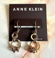 Anne Klein gold tone circle dangling earrings