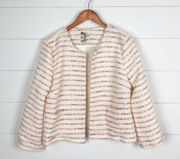 Tulle Anthropologie Jacket Women's Size Small Cream Striped Multi Roundneck