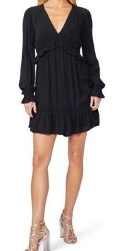 Paige Odelise black clip dot long sleeve mini dress NWT