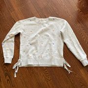 Marine Layer Fleece Embroidered Detail Gray Crewneck