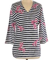 Tracy Negoshian striped lobster tunic top sz S small nautical