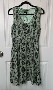 SourPuss skull zombie cameo sleeveless fit n flare dress size XL dolls kill punk