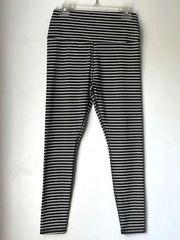 Scorpio Sol Olive Green White Striped High Rise Full Length Athletic Leggings L