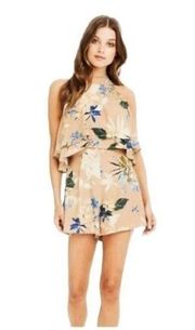 The Label Bianca Romper Floral Halter Tie Zip Closure - Size L NWOT