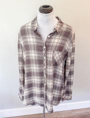 Pink Rose Gray Plaid Top