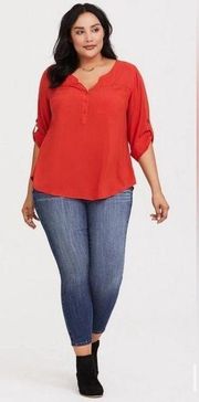Harper Orange Challis Pullover Blouse Size 2