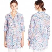 Lilly Pulitzer | Jupiter Island Button Down Tunic Shirt with Seashell Print