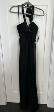 floor length formal dress with jeweled halter detail size 1/2