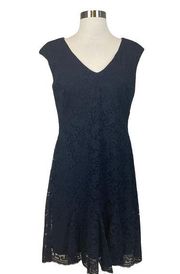 Women's Cocktail Dress Size 6 Blue Lace Sleeveless Fit and Flare