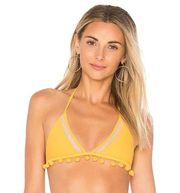Tularosa Nina Bikini Top Yellow Pom Pom Small NWT Triangle
