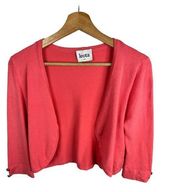 Leota Womens size Small Open Cropped Cardigan 3/4 Sleeve Pink Shrug Sweater