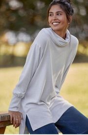 Maeve Anthropologie Light Blue Fleece Cowl Neck Sweater Tunic Size Small