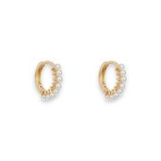 White Pearl Small Gold Hoop Earrings for Women