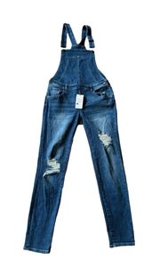 Womens  N&Y Co. Distressed Denim Jeans Bib Overalls Size Small