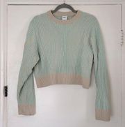 Yoga Luxe Wool Blend Oversized Sweater Mint Green Tan S