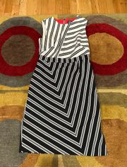 Stripe Sleeveless Office Work Business Shift Dress Size 4 Petite