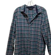 Lafayette 148 New York Plaid Button Down Shirt Size Medium